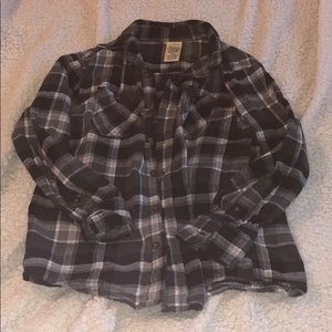 Boys sz L flannel button up black shirt
